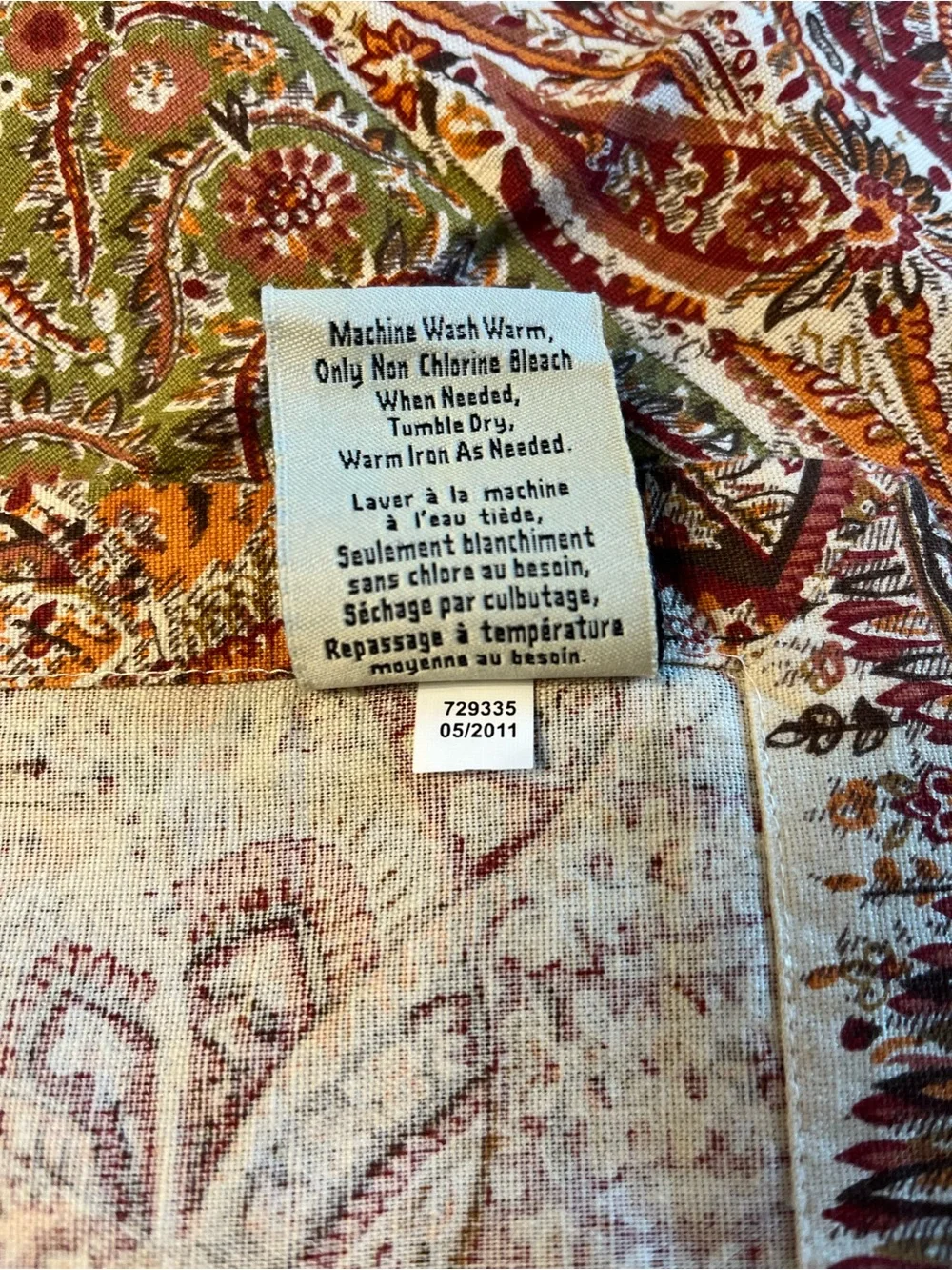 Pottery Barn Paisley Cotton Napkin Set in Rust, Gold & Cream